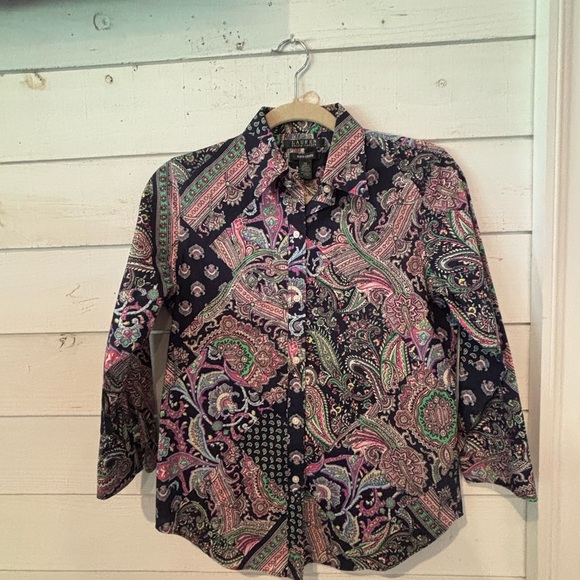 Lauren Ralph Lauren Non Iron Vibrant Paisley Blouse in size XS - Picture 10 of 10